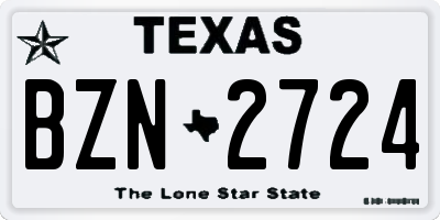 TX license plate BZN2724