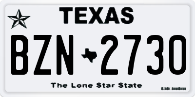 TX license plate BZN2730