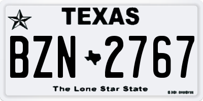 TX license plate BZN2767