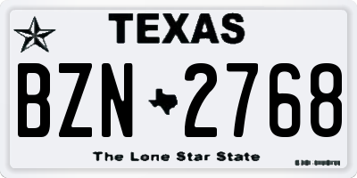 TX license plate BZN2768