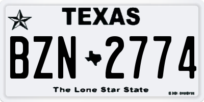 TX license plate BZN2774