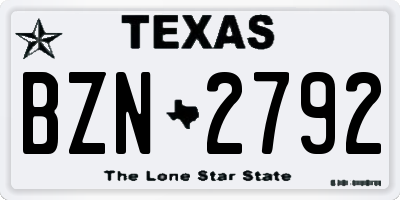 TX license plate BZN2792