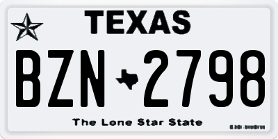 TX license plate BZN2798