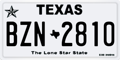TX license plate BZN2810