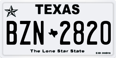 TX license plate BZN2820