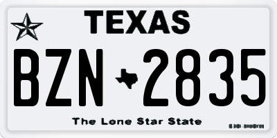 TX license plate BZN2835