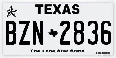 TX license plate BZN2836