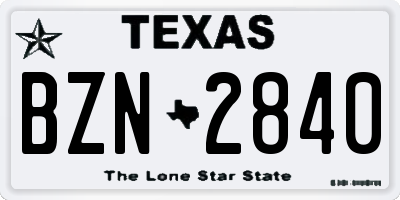 TX license plate BZN2840