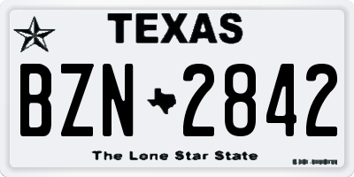 TX license plate BZN2842