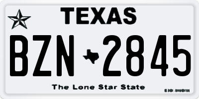 TX license plate BZN2845
