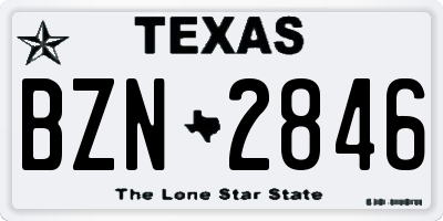 TX license plate BZN2846