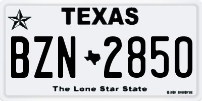 TX license plate BZN2850