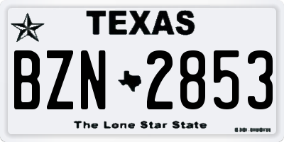 TX license plate BZN2853