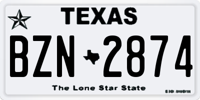 TX license plate BZN2874