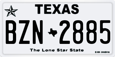 TX license plate BZN2885