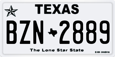 TX license plate BZN2889