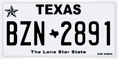 TX license plate BZN2891