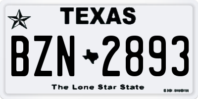 TX license plate BZN2893