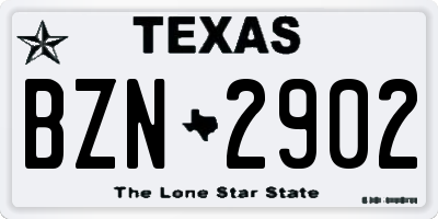 TX license plate BZN2902