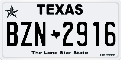 TX license plate BZN2916
