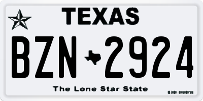 TX license plate BZN2924