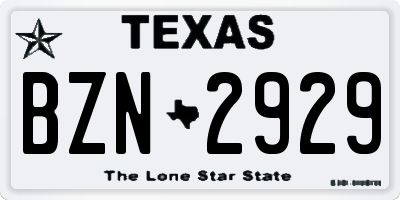 TX license plate BZN2929