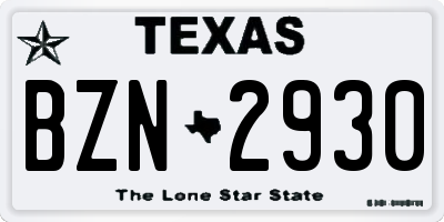 TX license plate BZN2930