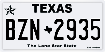 TX license plate BZN2935