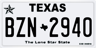 TX license plate BZN2940