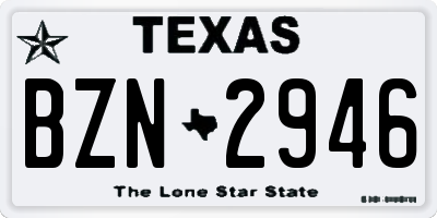 TX license plate BZN2946