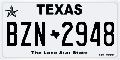 TX license plate BZN2948