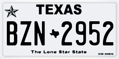 TX license plate BZN2952