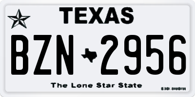 TX license plate BZN2956