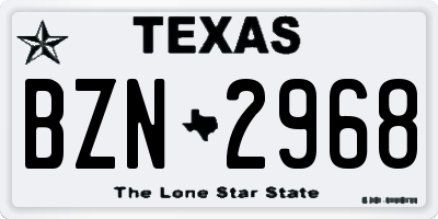 TX license plate BZN2968