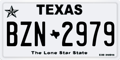 TX license plate BZN2979