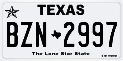 TX license plate BZN2997