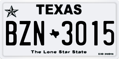 TX license plate BZN3015