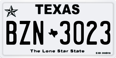 TX license plate BZN3023