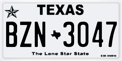 TX license plate BZN3047