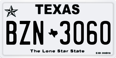 TX license plate BZN3060