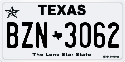 TX license plate BZN3062