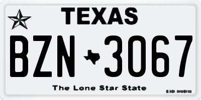 TX license plate BZN3067
