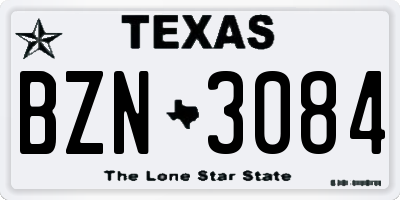 TX license plate BZN3084