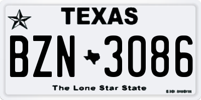 TX license plate BZN3086