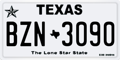 TX license plate BZN3090