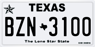 TX license plate BZN3100