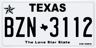TX license plate BZN3112