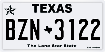 TX license plate BZN3122