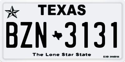 TX license plate BZN3131