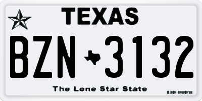 TX license plate BZN3132